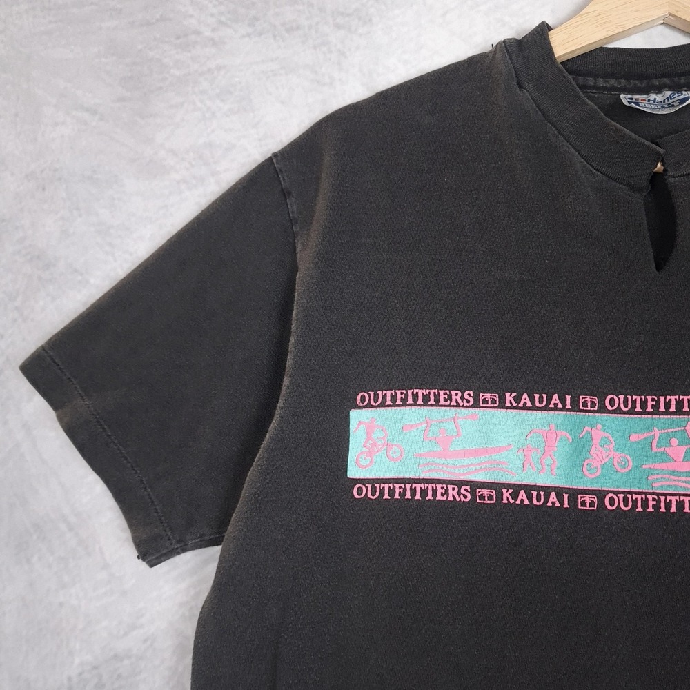 Vintage Outfitters Kauai Shirt Mens Large Black Kayak Hiking Graphic 90s USA - Picture 4 of 16
